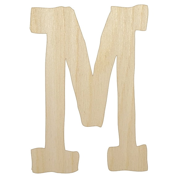Letter M Uppercase Cute Typewriter Font Wood Shape Unfinished Piece Cutout Craft DIY Projects - 4.70 Inch Size - 1/8 Inch Thick