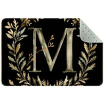 Letter M with Wreath Aesthetic Pattern Entryway Rug, 2x3 Area Rug Indoor Door Mat Non-slip Washable Floor Carpet Rug for Bedroom Office Dining Room Bathroom