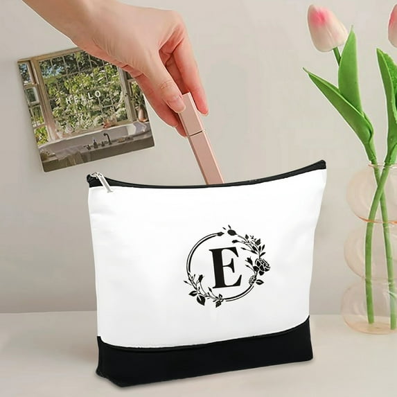 Letter Makeup Bag Canvas Handbag Women Cosmetic Pouch Key Storage Organizer Travel Girls Fashion Accessory