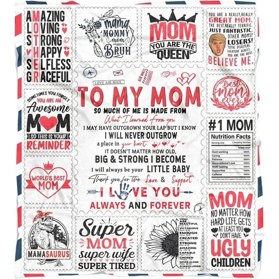 Letter to My Mom Blanket, Mothers Day Blanket, Mom Gift, Best Mothers Day Birthday Gifts for Mom from Daughter Son, Blankets for Mom 60"x50", Gifts for Moms, Mama Gifts