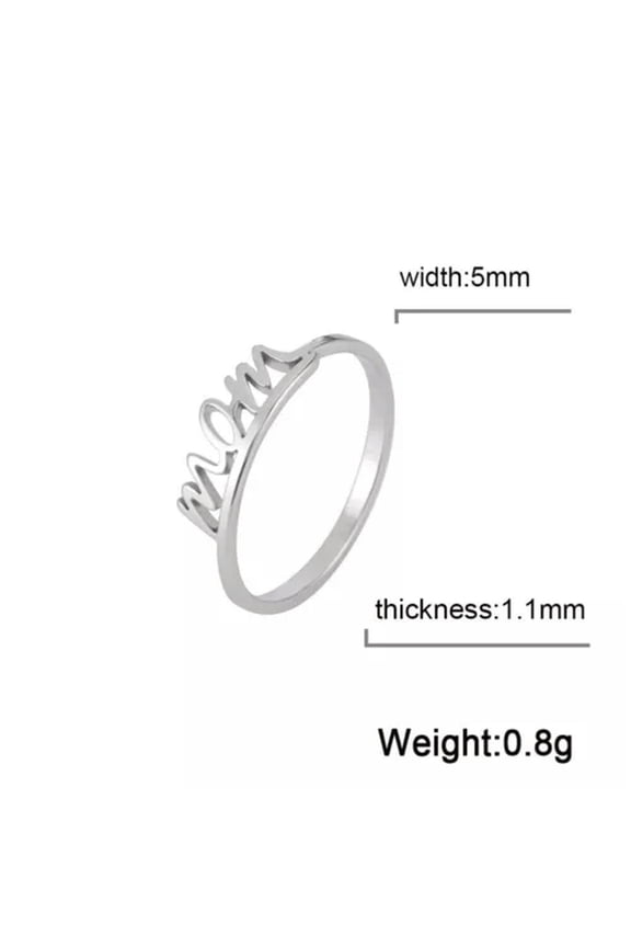 Letter Mom Rings for Women Stainless Steel Finger Rings Jewelry
