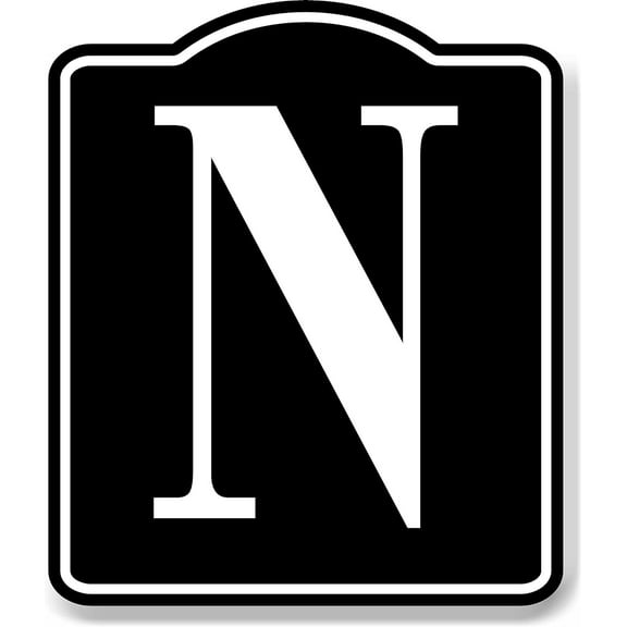 Letter N Bin Aisle Row Marker Label BLACK Aluminum Composite Sign, 8.5"x10"