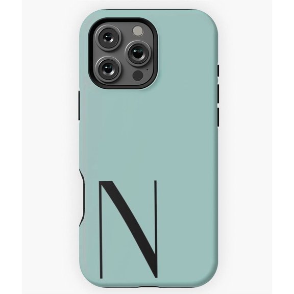 Letter N Blue Initial Monogram Phone Case for iPhone 16 15 14 13 12 11 Pro Max