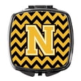 thumbnail image 1 of Letter N Chevron Black and Gold Compact Mirror, 1 of 4