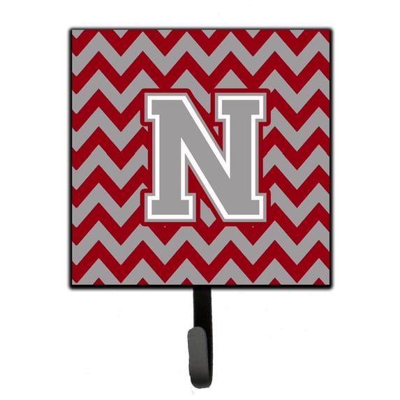 Letter N Chevron Crimson and Grey Leash or Key Holder