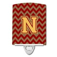 thumbnail image 1 of Letter N Chevron Garnet & Gold Ceramic Night Light, 1 of 1