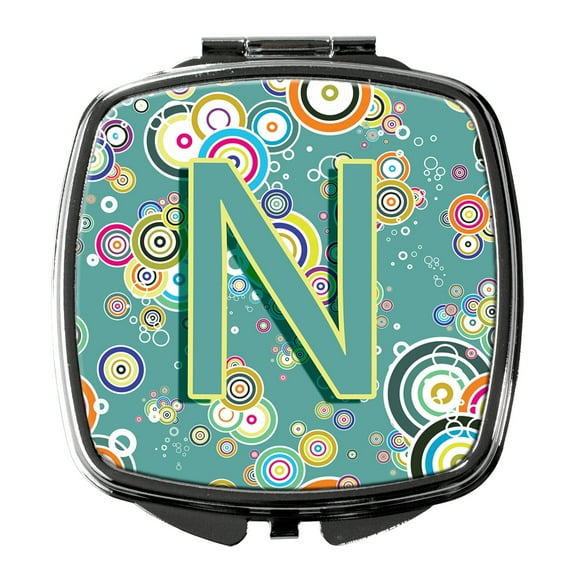 Letter N Circle Circle Teal Initial Alphabet Compact Mirror CJ2015-NSCM