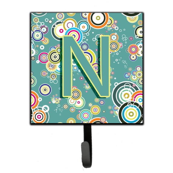 Letter N Circle Circle Teal Initial Alphabet Leash or Key Holder