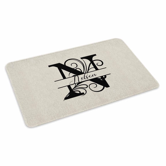 Letter N Doormat Outdoor Entrance 16"x24", Monogram Words Absorb Moisture Dirt Door Mats, Non-Slip Rubber Backing Floor Mats Indoor, Low-Profile Front Door Rugs