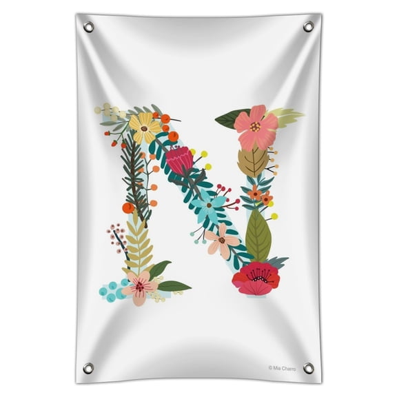 Letter N Floral Monogram Initial Home Business Office Sign