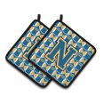 thumbnail image 1 of Letter N Football Blue and Gold Pair of Pot Holders, 1 of 2