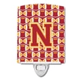 thumbnail image 1 of Letter N Football Cardinal & Gold Ceramic Night Light, 1 of 1