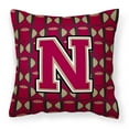 thumbnail image 1 of Letter N Football Garnet and Gold Fabric Decorative Pillow, 1 of 4