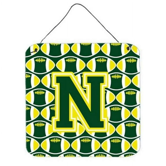 Letter N Football Green & Yellow Wall or Door Hanging Prints