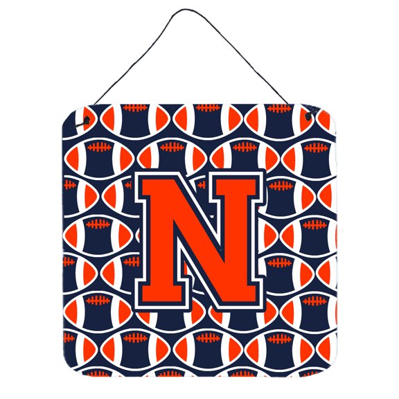 Letter N Football Orange Blue and white Wall or Door Hanging Prints