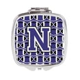 thumbnail image 1 of Letter N Football Purple & White Compact Mirror, 1 of 1