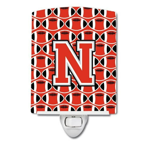 Letter N Football Scarlet & Grey Ceramic Night Light