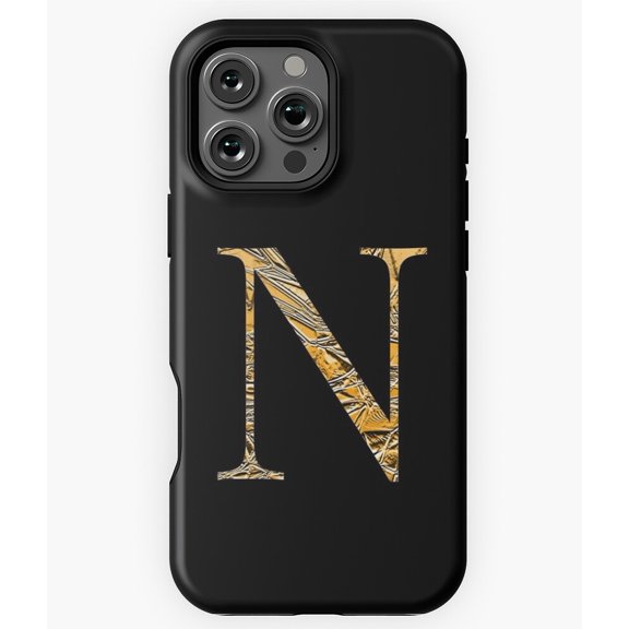 Letter N Gold Premium Luxury Greek Nu Phone Case for iPhone 16 15 14 13 12 11 Pro Max