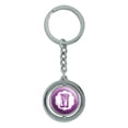thumbnail image 1 of Letter N Initial Flower Purple Spinning Circle Metal Keychain, 1 of 1