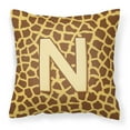 thumbnail image 1 of Letter N Initial Monogram - Giraffe Fabric Decorative Pillow, 1 of 4