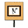 thumbnail image 1 of Letter N Initial Monogram - Orange Polkadots Leash or Key Holder, 1 of 7