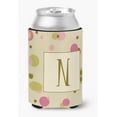 thumbnail image 1 of Letter N Initial Monogram - Tan Dots Can or Bottle Hugger, 1 of 5