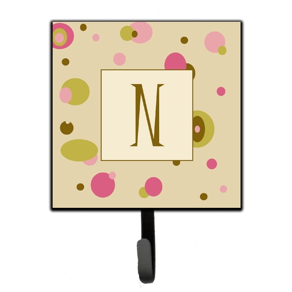 Letter N Initial Monogram - Tan Dots Leash or Key Holder