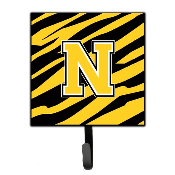 Letter N Initial Tiger Stripe - Black Gold Leash or Key Holder