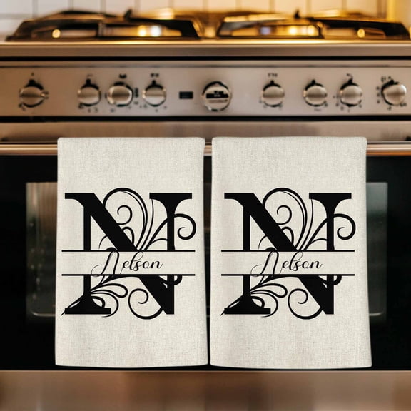 Letter N Kitchen Towels Set of 1, Monogram Words Absorbent Dish Towels for Kitchen, Microfiber Hand Towel, Quick Drying Tea Towel for Cleaning Decorative Dishcloths