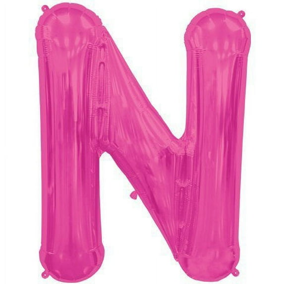Letter N - Magenta Helium Foil Balloon - 34 inch