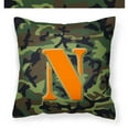 thumbnail image 1 of Letter N Monogram - Camo Green Fabric Decorative Pillow, 1 of 4