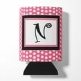 thumbnail image 1 of Letter N Monogram - Pink Black Polka Dots Can or Bottle Hugger, 1 of 5