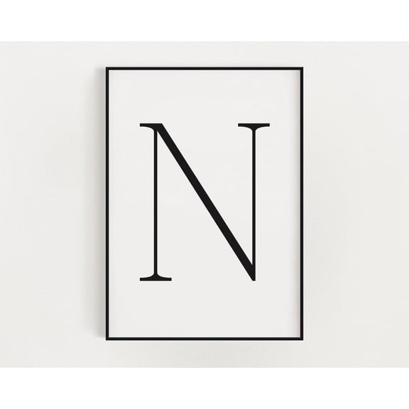 Letter N Monogram Typography Initial Modern Home Wall Art Poster Decor