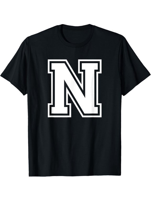 Letter N Name Initial Varsity Alphabet Monogram T-Shirt