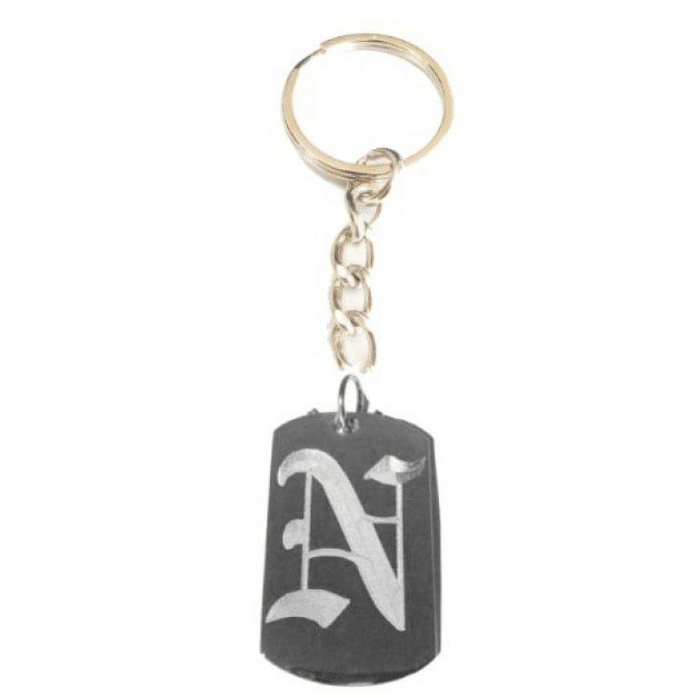Letter N OLD English Font Initial First Name Logo - Metal Ring Key Chain  Keychain