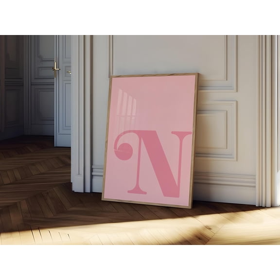 Letter N Poster Initial Wall Art Girly Decor (Pdf And Png) , Poster Print Only