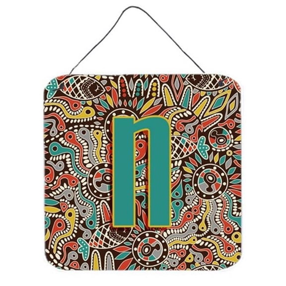Letter N Retro Tribal Alphabet Initial Wall and Door Hanging Prints