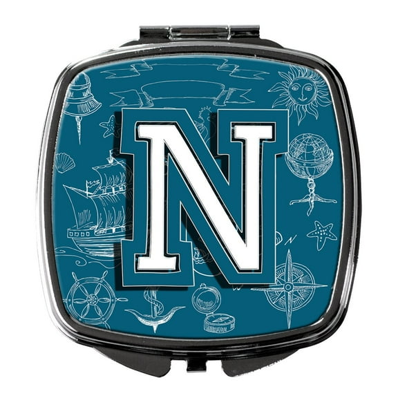 Letter N Sea Doodles Initial Alphabet Compact Mirror