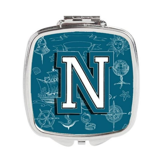 Letter N Sea Doodles Initial Alphabet Compact Mirror