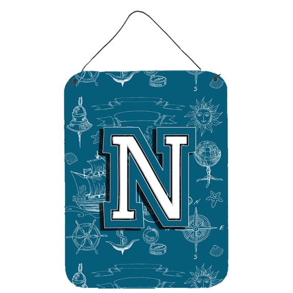 Letter N Sea Doodles Initial Alphabet Wall or Door Hanging Prints