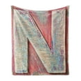 thumbnail image 1 of Letter N Soft Flannel Fleece Throw Blanket, Sketch Style Colorful Typography Soft Featured Grunge Character, Cozy Plush for Indoor and Outdoor Use, 50" x 70", Dark Coral Ivory Seafoam, by Ambesonne, 1 of 6