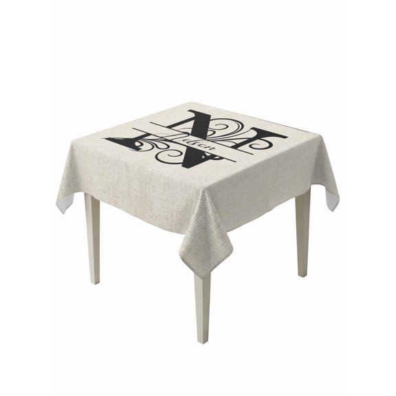 Letter N Table Cloth, Waterproof Tablecloth for Square Tables, Monogram Words Reusable Washable Fabric Table Cover for Restaurant Kitchen Dining Tables 54"x54"