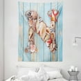 thumbnail image 1 of Letter N Tapestry, Oceanic Invertebrates Alphabet ABC Marine Shells and Starfishes, Wall Hanging for Bedroom Living Room Dorm Decor, 60W X 80L Inches, Pale Blue Ivory Dark Coral, by Ambesonne, 1 of 2