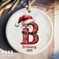 thumbnail image 1 of Letter Name Monogram Ornament — Personalized Family Initial with Santa Hat, 2025 Holiday Gift, 1 of 6