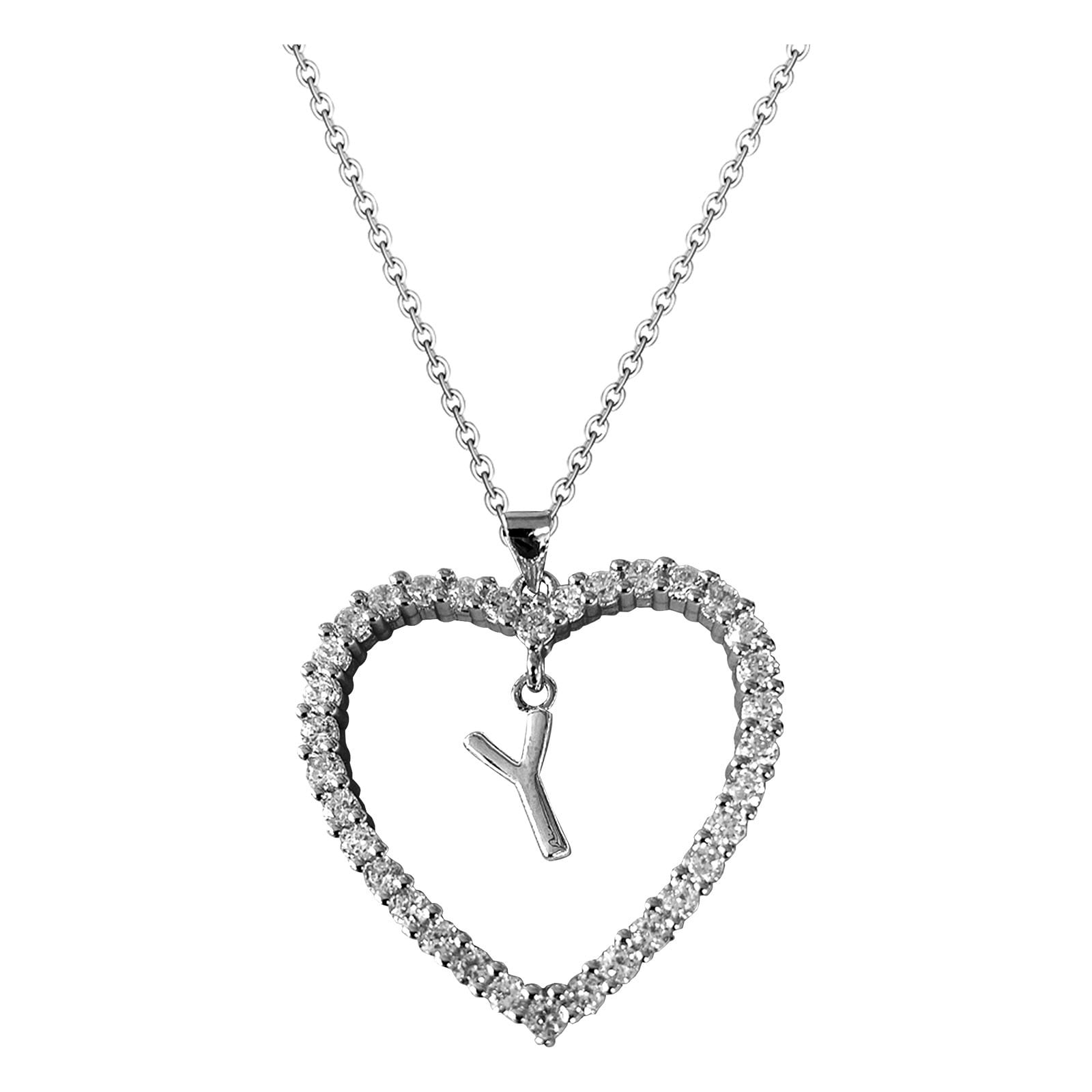 Letter Necklace Letter Zircon Heart Necklace Jewelry Heart Pendant