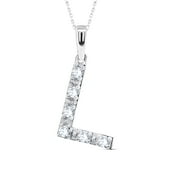 POSHADIME Letter Necklaces for Women Personalized Necklaces - 18K White Gold Over Silver Initial Pendant Old English Name Necklaces L Bridesmaid Gift for Girls