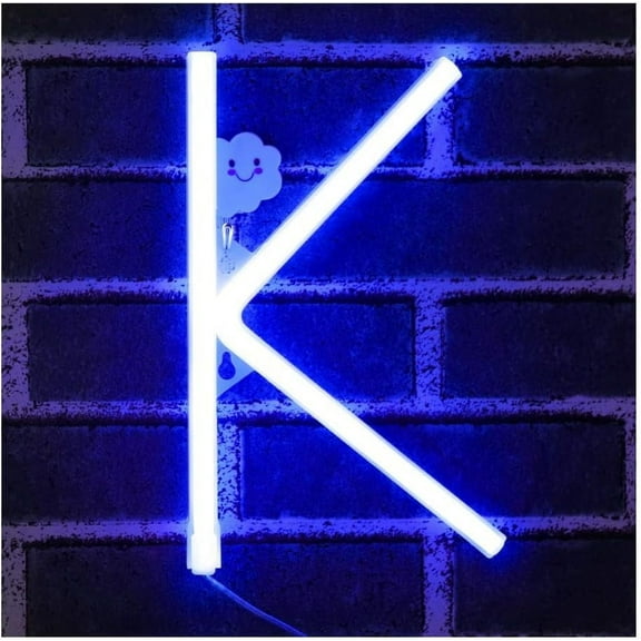 Letter Neon Lights, LED Neon Night Light Neon Lights Wall Decorative Night Light for Kids Bedroom Battery USB Operated Blue