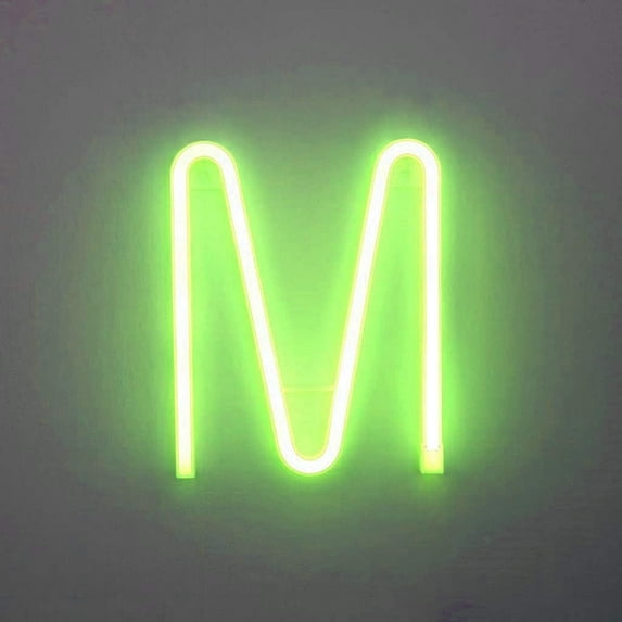 Letter Neon Lights, LED Neon Night Light Neon Lights Wall Decorative Night Light for Kids Bedroom Battery USB Operated Green