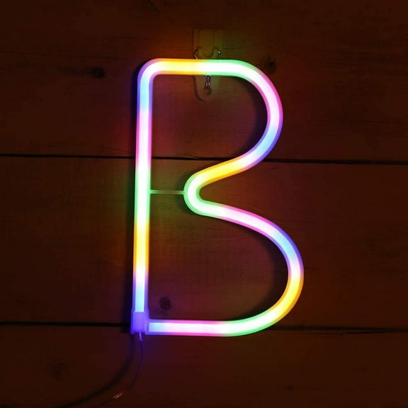 Letter Neon Lights, LED Neon Night Light Neon Lights Wall Decorative Night Light for Kids Bedroom Battery USB Operated Multicolor