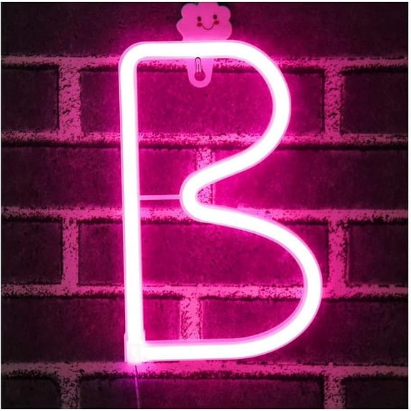 Letter Neon Lights, LED Neon Night Light Neon Lights Wall Decorative Night Light for Kids Bedroom Battery USB Operated Pink
